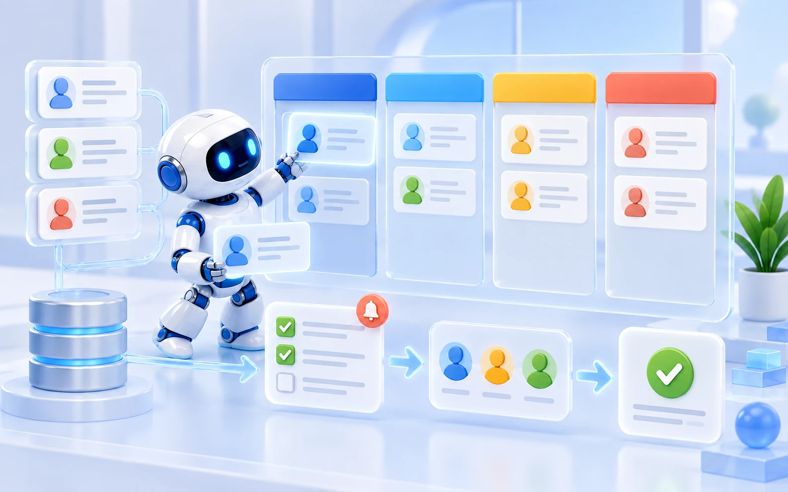 Робот распределяет клиентские карточки по этапам работы в CRM